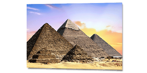 A3 poster displaying a photo of the pyramids in Egypt