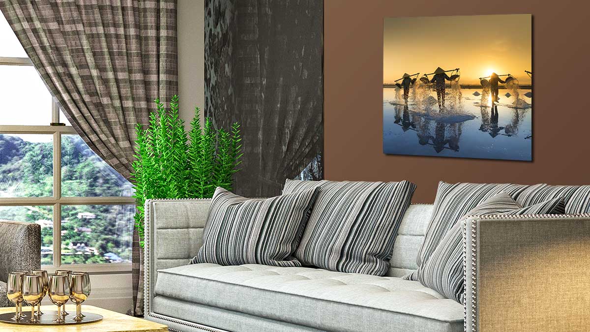 Breathtaking sunset poster taken in the Far East, hung on a wall