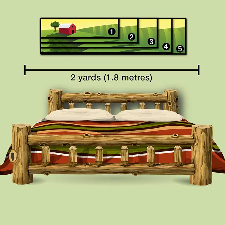 Barn and meadow picture on 4 different ultra panoramic canvas prints