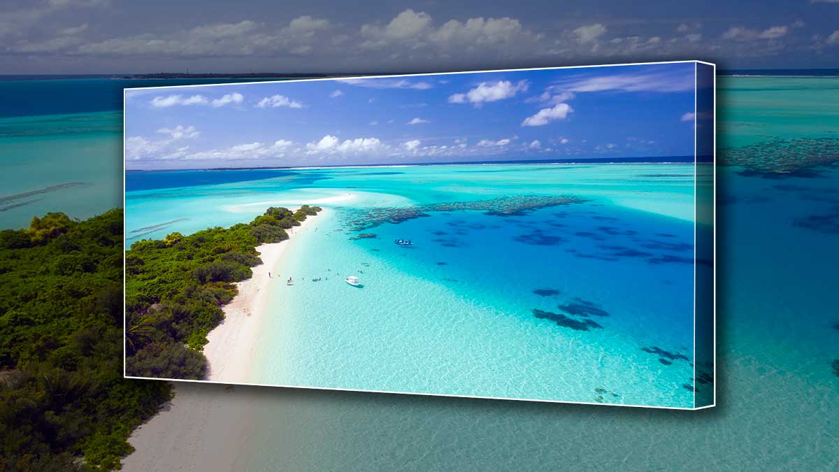 Tropical landscape printed on a panoramic canvas