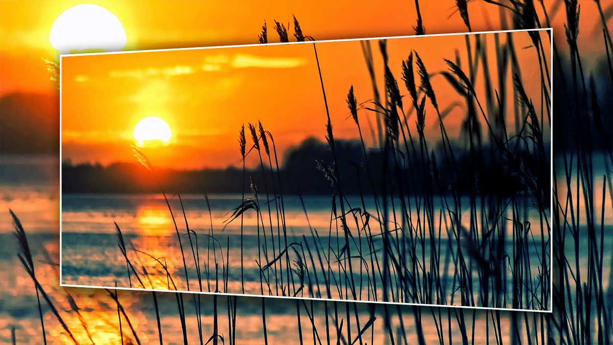 Sunset panorama printed on a poster