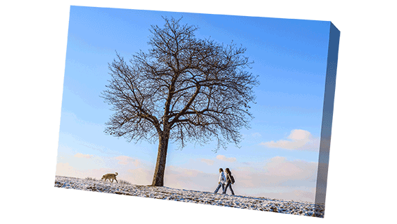 Photo on canvas of a couple walking in a winter landscape