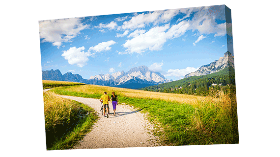 Family photo featuring a walk through the hills printed on canvas