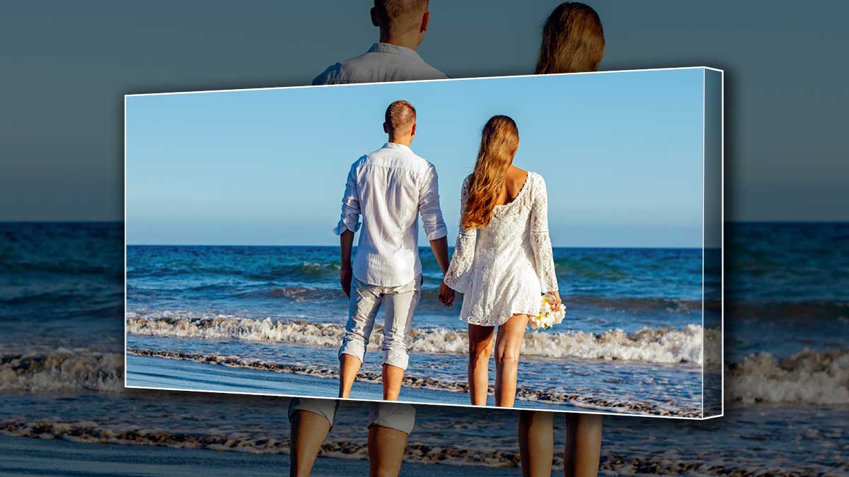 Wedding photo on a panoramic canvas