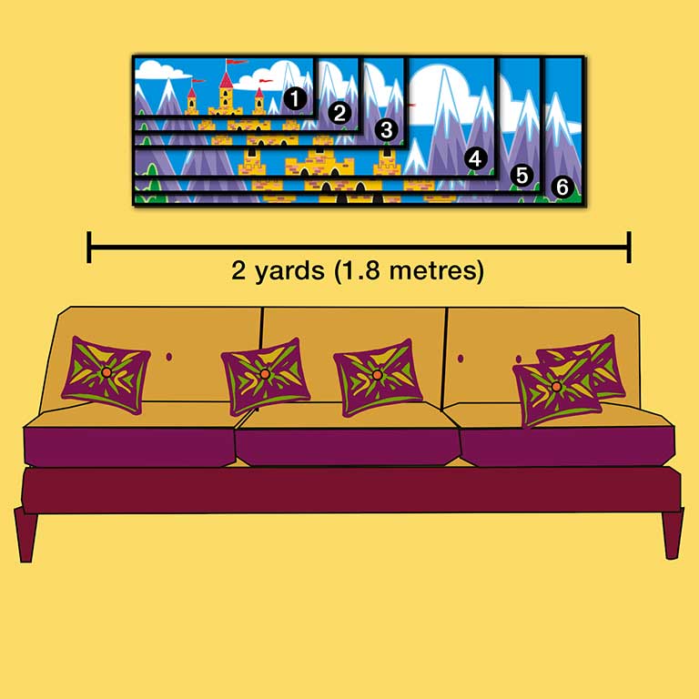 Mountain landscape printed in 5 different super panoramic sizes