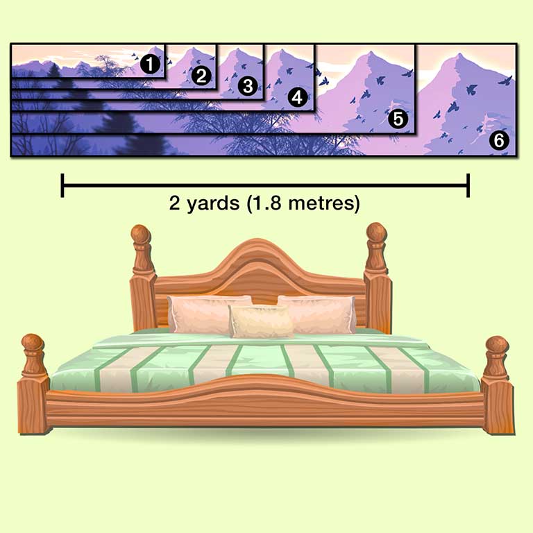 Image of mountains printed in 6 different panoramic poster sizes