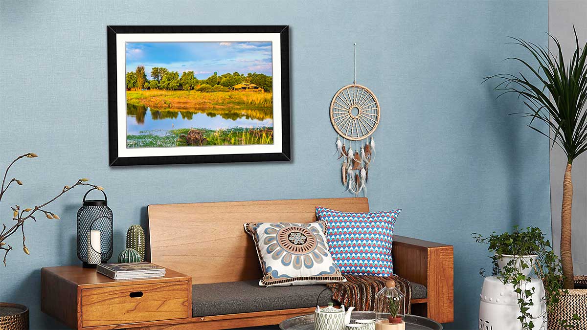 Beautiful nature image framed to enhance the eclectic decor of a front room