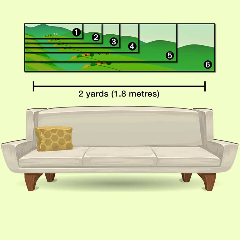 Image of rolling hills printed in 6 different ultra panoramic sizes