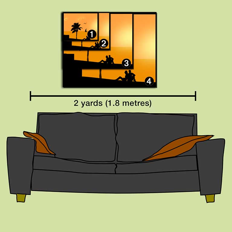 Romantic photo printed on 4 different traditional canvas print sizes