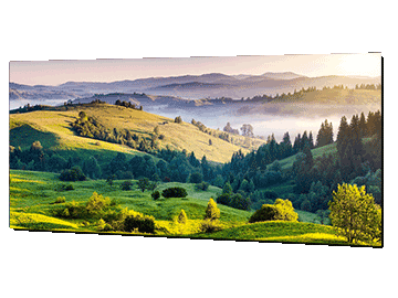 Landscape photo of hills and trees printed in a panoramic size