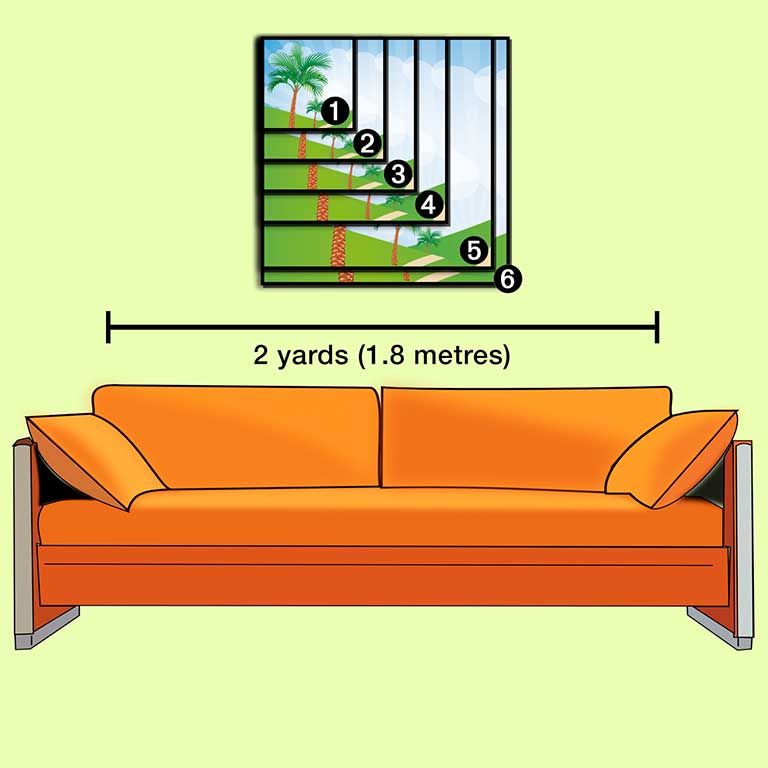 Picture showing 6 different square canvas sizes